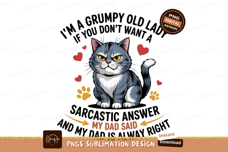 Grumpy cat with hearts and paws orange