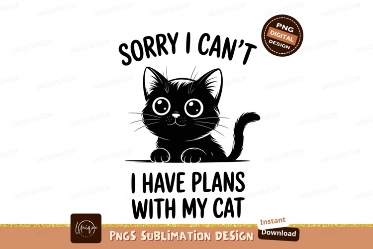 Fluffy cat with text feline animal