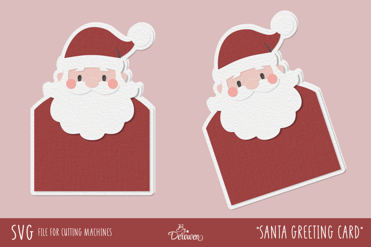 Layered Cardstock Cute Santa Christmas Card SVG