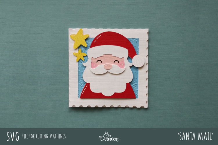 Layered Christmas Card SVG Santa Post Stamp Design