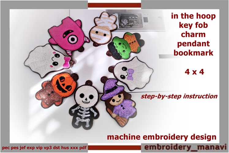 Spooky Cute Monsters Halloween ITH Felt Charm Set Embroidery