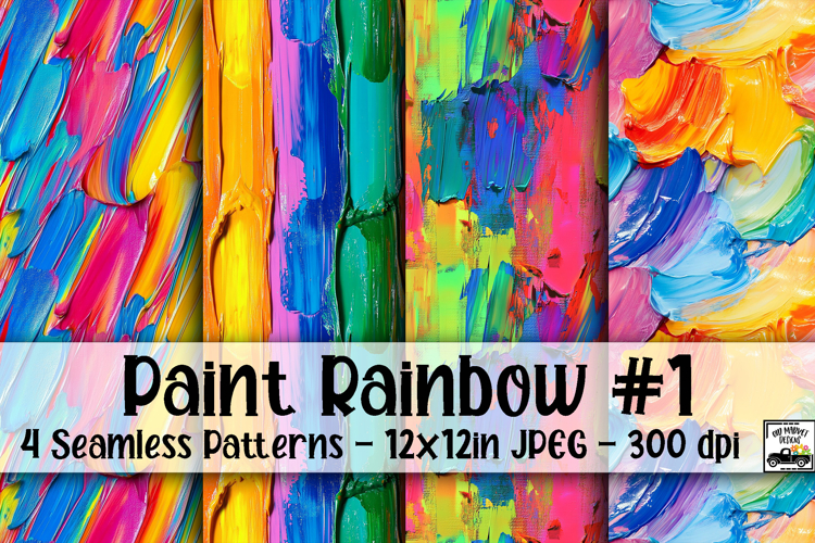 Paint Rainbow Digital Paper #1 - 4 Seamless Patterns