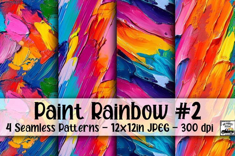 Paint Rainbow Digital Paper #2 - 4 Seamless Patterns