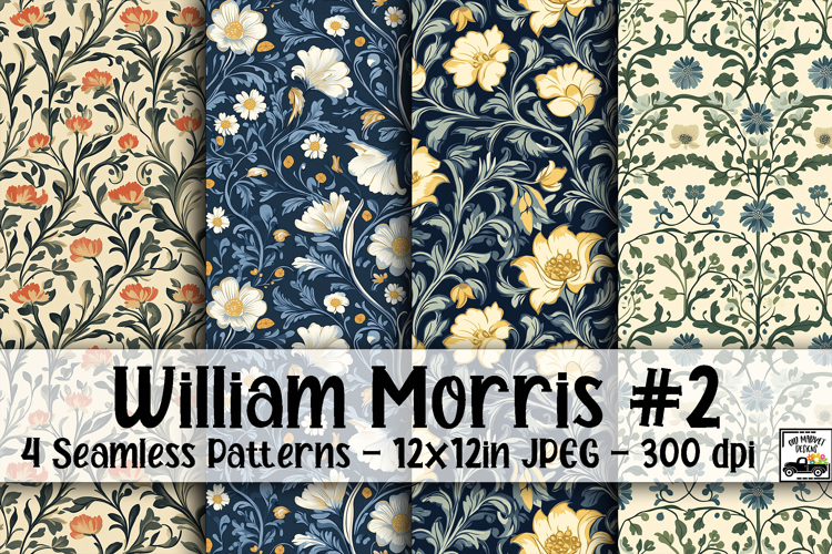 William Morris Inspired Digital Paper #2 - 4 Seamless Papers