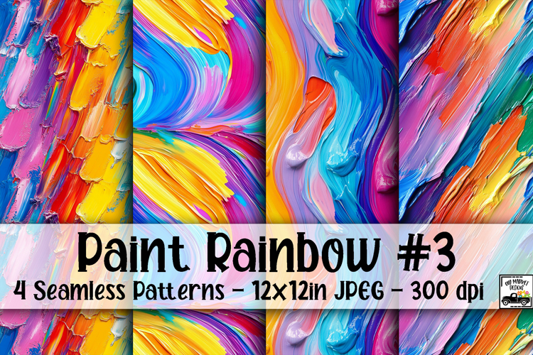 Paint Rainbow Digital Paper #3 - 4 Seamless Patterns