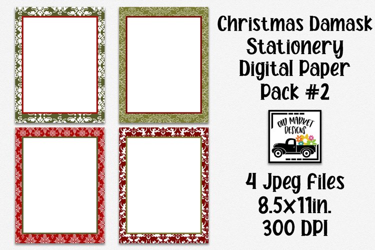 Christmas Damask Stationery Digital Paper #2 - 8.5x11"