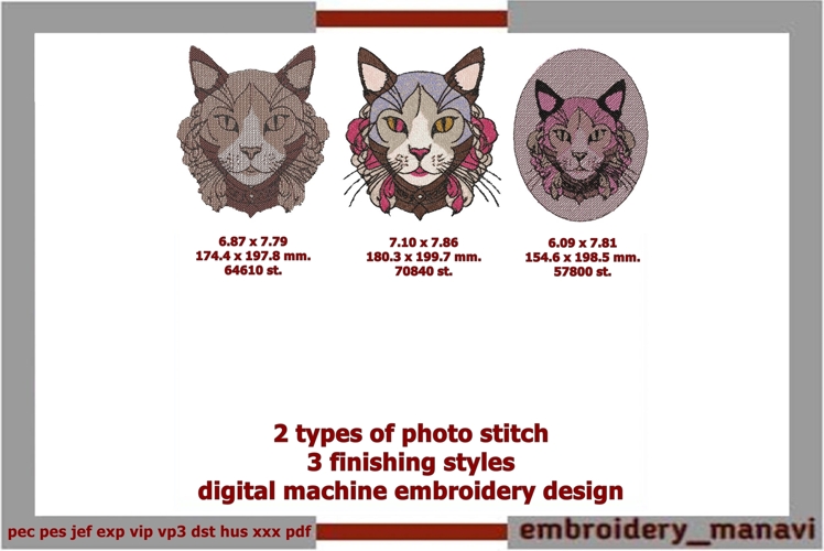 Cat Photostitch Machine Embroidery Vogue Meow Fashion Design