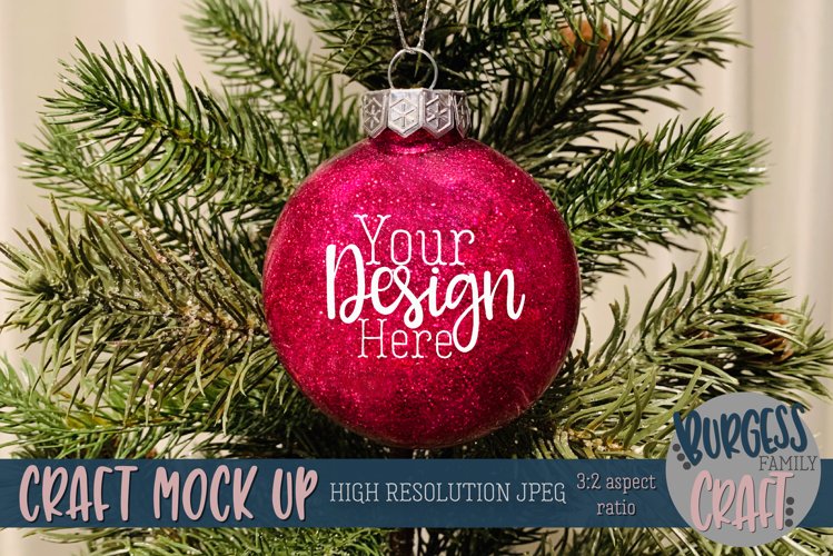 Pink glitter ornament Craft mock up |High Res JPEG example image 1