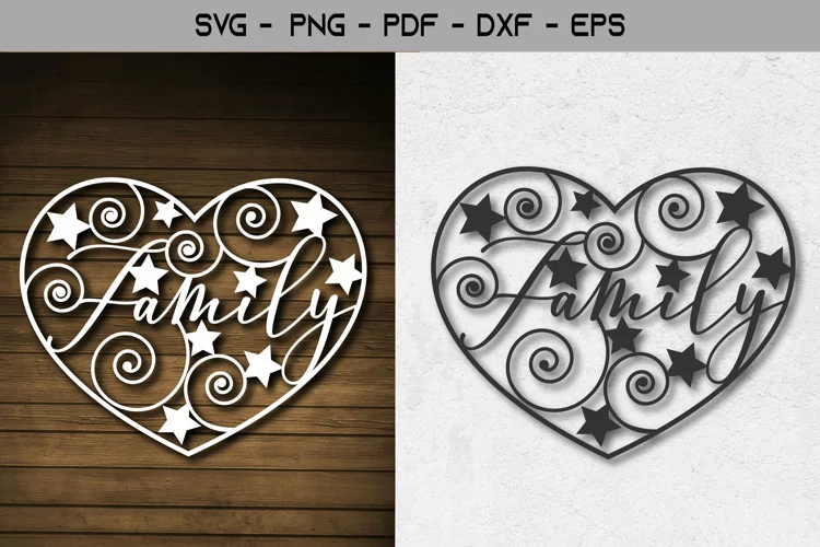 Family Papercut Template SVG Design
