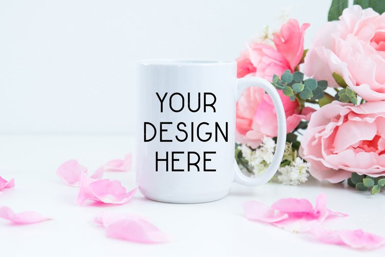 Mug Mockup Valentine's Day 15 Oz White Coffee Cup Mock up example image 1