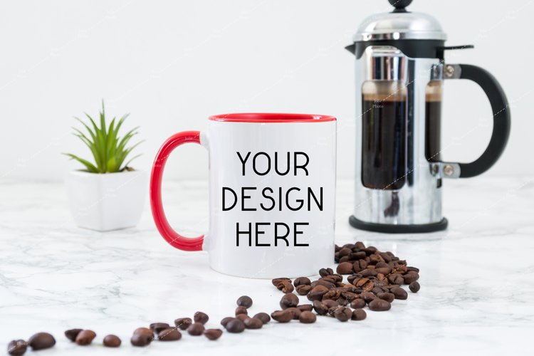 Mug Mockup 11 Oz Blank White Coffee Cup Red Handle