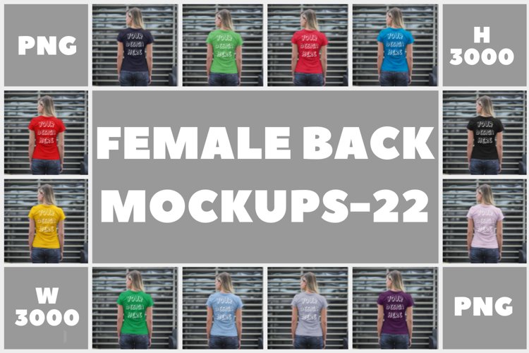 Female Back View T shirt Mock ups - 22