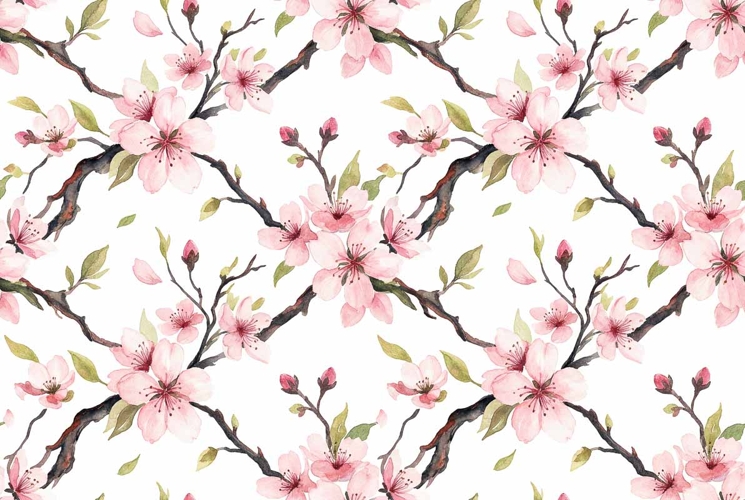 watercolor cherry blossom pattern Mothers Day
