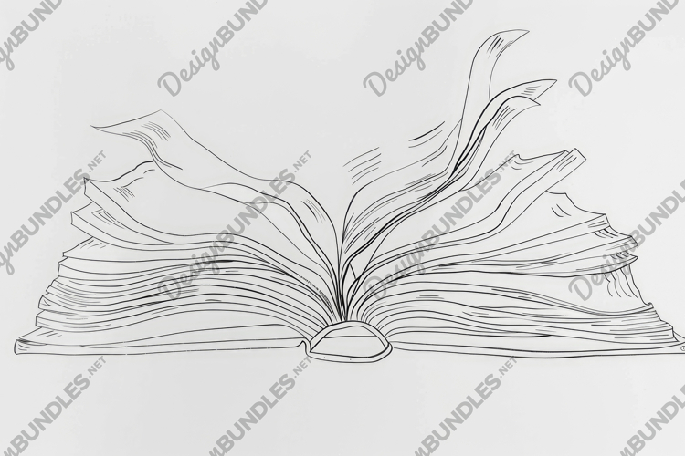 Open Book Sketch Background Wallpaper