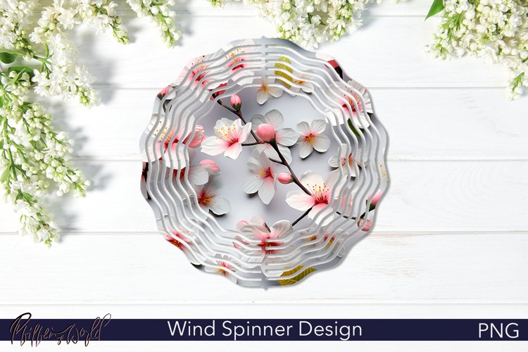 White Flowers Wind Spinner | Floral PNG Design