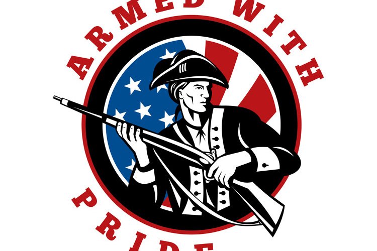 American revolutionary soldier with rifle flag example image 1