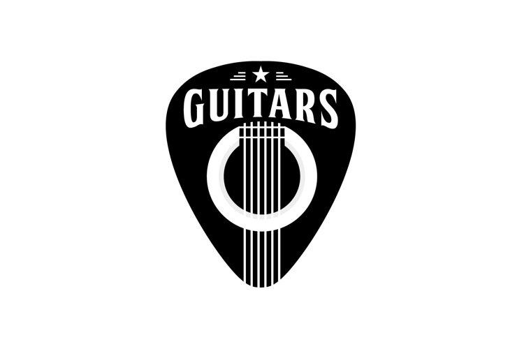 Acoustic Guitar Pick for Music Emblem Stamp logo design