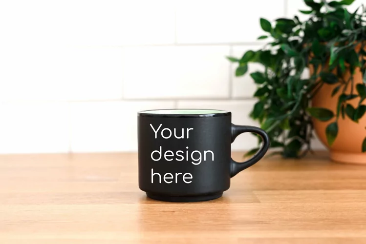 Black mug with space for design. Mock up. Jpg and psd files