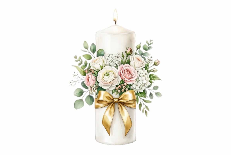 Wedding Candle with Flower Decoration