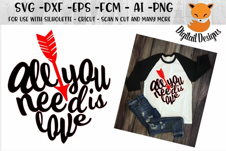 All You Need Is Love Valentine SVG - Word Art Valentine SVG