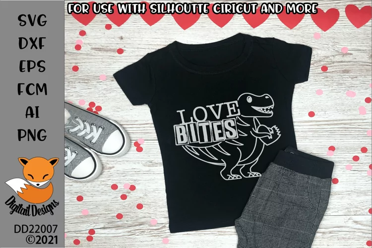 Love Bites Dinosaur SVG - Funny Valentine SVG