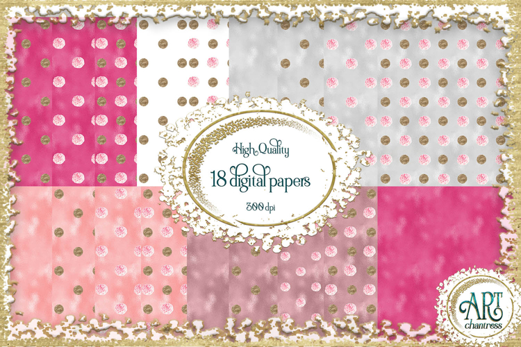 Glitter digital paper-pink,white,gold-digital textures JPEG