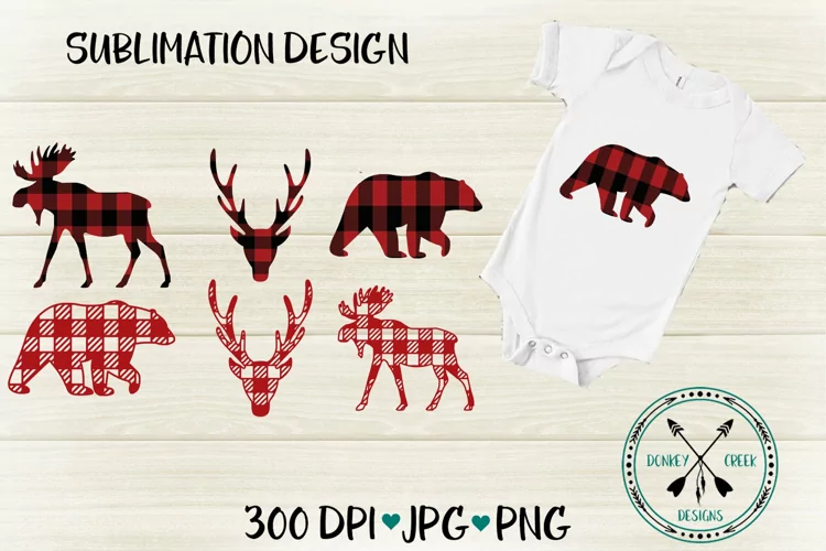 Plaid Forest Animals Sublimation and SVG