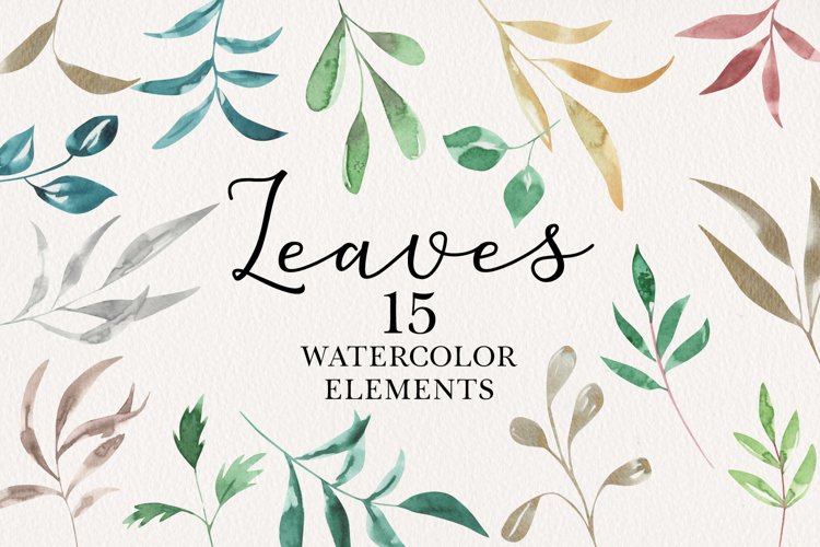 Watercolors Painted Leaves Hand Painted Leaf Foliage example image 1