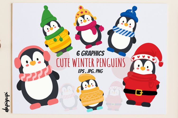 Cute Winter Penguins Graphic example image 1