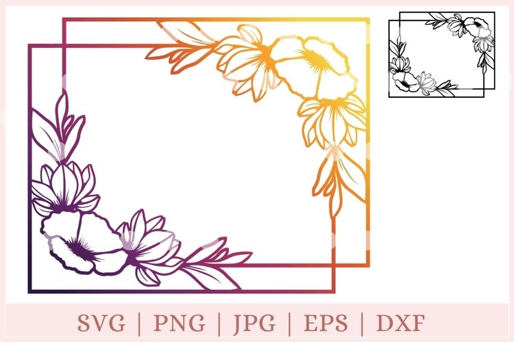 Floral frame svg, wedding svg, floral border svg example image 1
