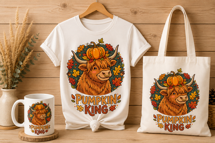Pumpkin King Highland Cow Fall Autumn Art Print