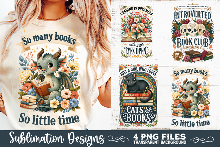 Whimsical reading sublimation PNG, Reading 4 PNG, Book Lover