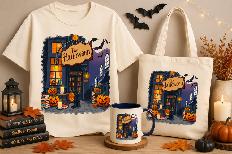 Halloween House PNG | Haunted Library, Cat, Pumpkins & Bats