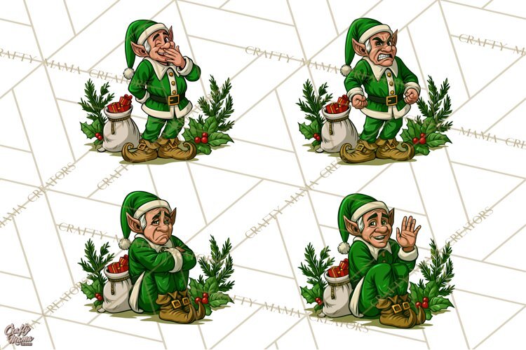 Merry Moods Christmas Elf Clipart | Funny Holiday Png example image 1