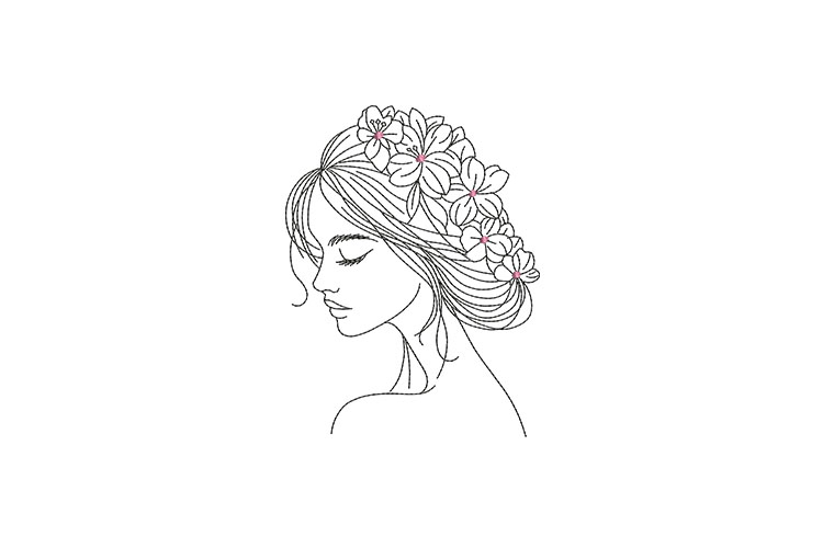 Floral Woman Line Art