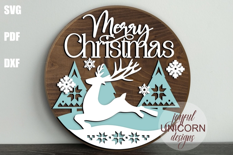 Merry Christmas Nordic Sign SVG | Scandinavian Reindeer Sign