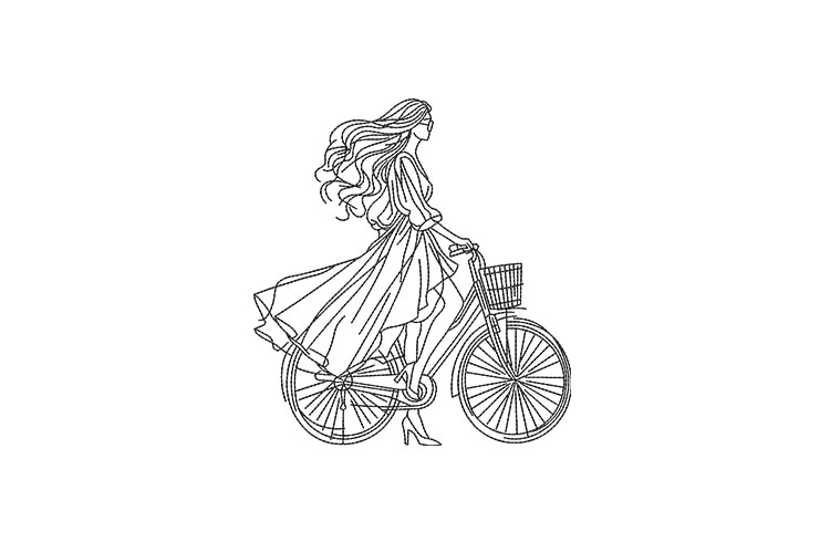 Elegant Woman Riding Bicycle