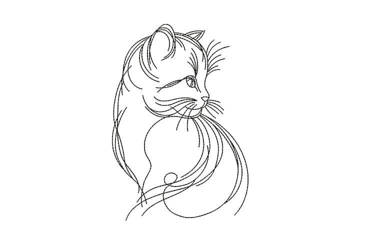 Minimalist Cat Line Art