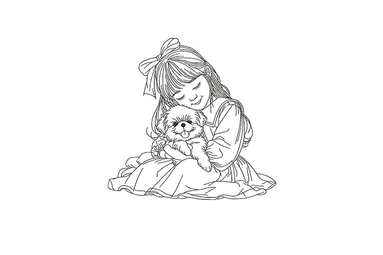 Girl Hugging Puppy