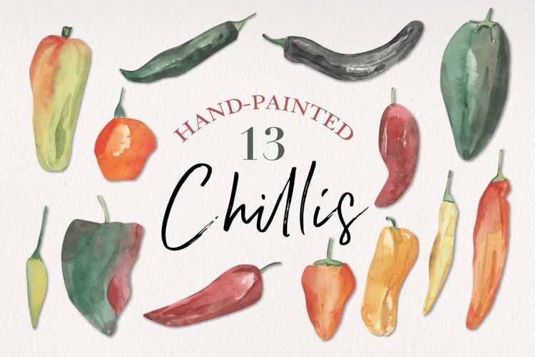 Chilli Watercolors Clipart Elements Spicy Food Hot