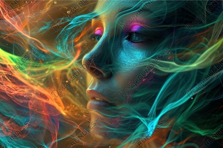 Imaginative Colorful woman head aura digital art. Generate A example image 1