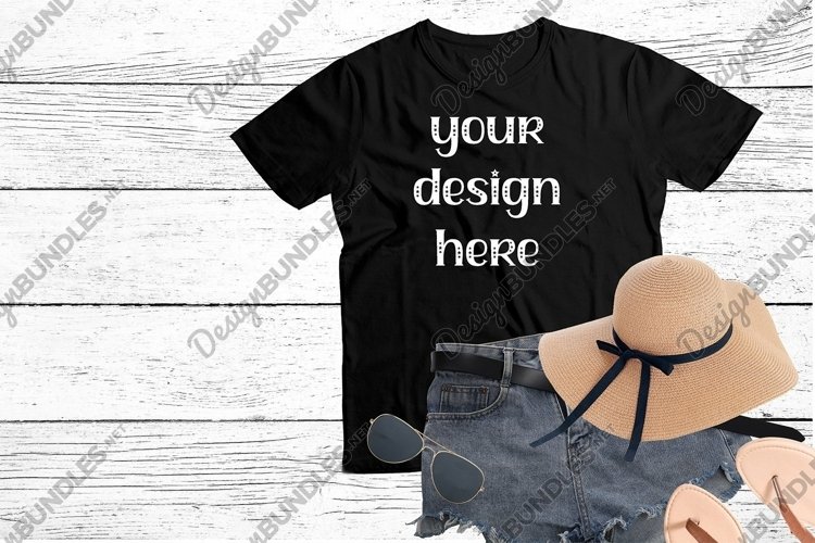 Summer Womans T Shirt Clothing Mockup | Black Gildan Tshirt