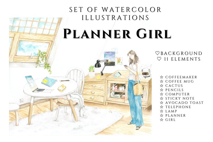 Planner Girl Clipart, Crafting clipart, Crafty girl clipart example image 1