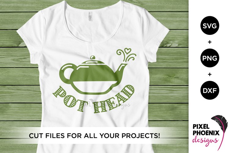 Pot Head SVG, Tea SVG, Tea Lover example image 1
