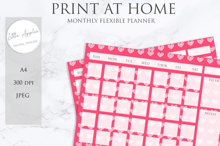 Printable Flexible Monthly Wall Planner Calendar. (536185)
