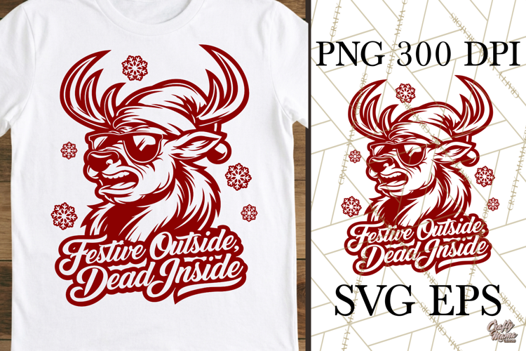 Festive Outside Dead Reindeer Christmas SVG PNG