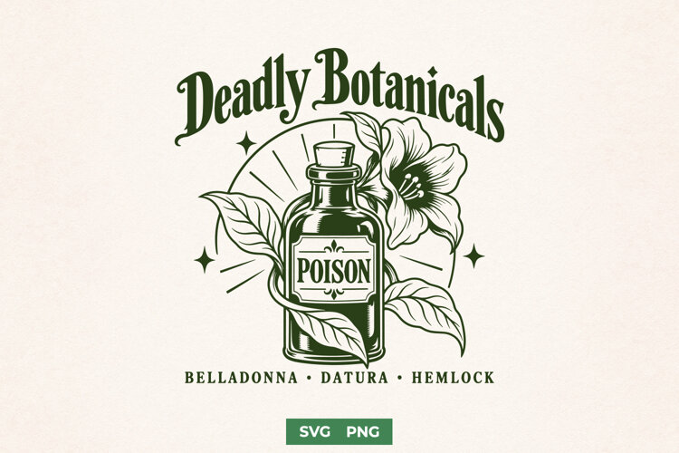 Deadly Botanicals SVG, Poison Garden PNG, Vintage Apothecary example image 1
