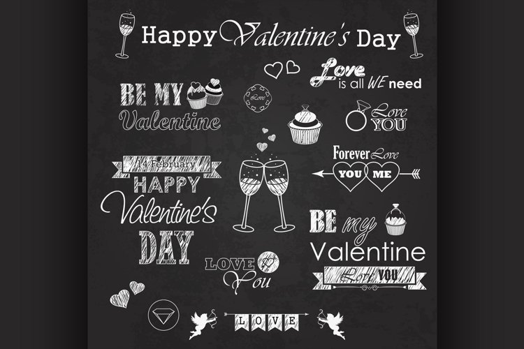 Valentines day set - labels, emblems and decorative elements