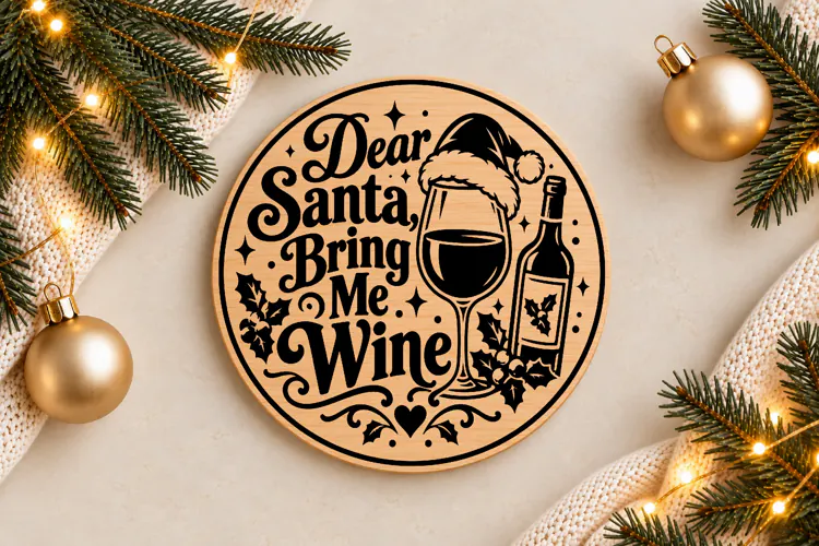 Dear Santa Bring Me Wine Laser Cut