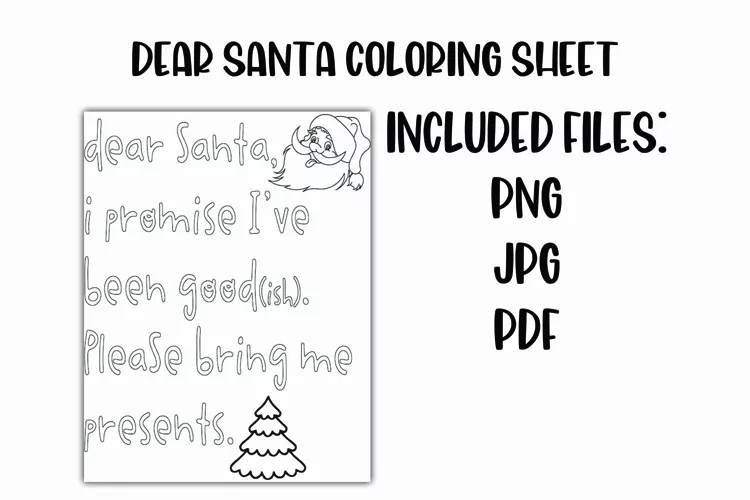 Dear Santa Coloring Sheet Christmas Coloring Sheet for Kids